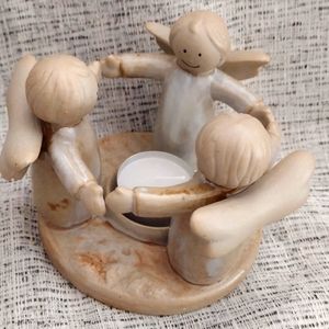 3 Sweet Angels holding hands votive candle holder